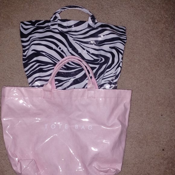 Handbags - Pink and Zebra Print Tote Bag Set